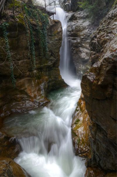 Duzce Waterfalls crystal clear water flowing through a narrow canyon