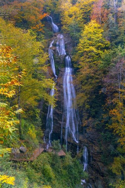 Guzeldere Selalesi Nature Park flowing water in autumn forest