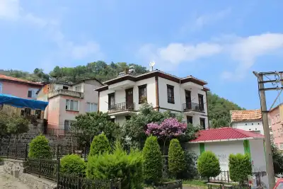 Zeytinlik Semti bahçesi çiçekli tarihi mesken yapısı