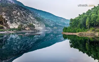 Karacaören Barajı kıyısındaki yol ve orman görünümü