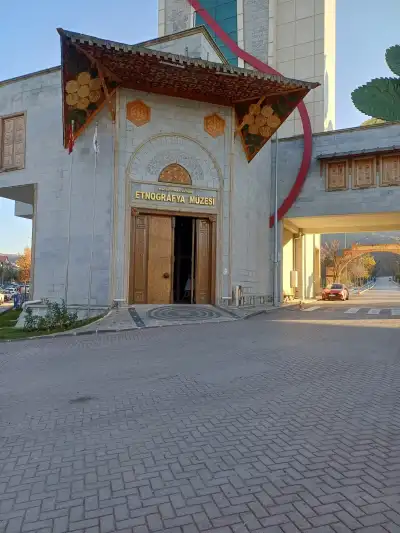 Entrance of the Prof. Dr. Turan Yazgan Ethnography Museum decorated with traditional Turkish architectural elements