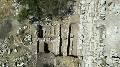Timbriada Ancient City archaeological excavation and stone remains